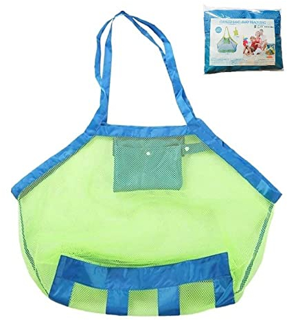 COOLGO Grande Borsa da Spiaggia in Rete per Viaggio,Mare,Piscina,Barca, Sabbia Via Organizzatore per Giocattolo Bambini Portatile Sacchetto(Blu)