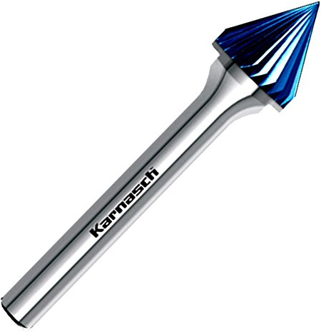 Hauptversand24 Hartmetallfräser HM Frässtift Zapfenfräser Rotationsfräser Fräser Blue-Tec Form Kegel 60° KSJ HP-2 Ø=12 / l2=11 / d2=6 / l1=60mm