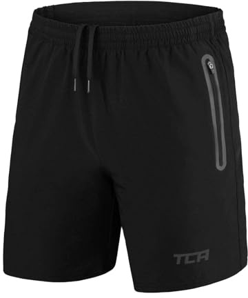 TCA Elite Tech Pantaloncini Palestra Uomo con Tasche Laterali - Pantaloncini Running Uomo - Pantaloni Corti Sportivi da Corsa e Allenamento - Abbigliamento Sportivo - Nero/Nero, XXXL