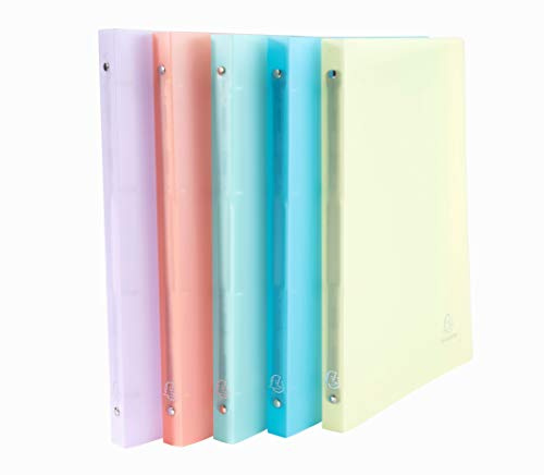 Exacompta - Réf. 51170E - Lot de 5 classeurs souples PP Chromaline - 4 anneaux ronds diamètre 15 mm - Dos 20 mm - Dimensions extérieures : 32 x 25 cm - Format à classer A4 - 5 couleurs assorties