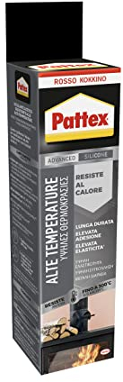 Pattex Silicone Sigillante Alte Temperature Rosso, Fino a 250°, Acetico, per Muratura, Plastiche, Metallo, Vetro e Ceramica, Ottimo su Caminetto Stufe e Forno, Tubo da 70 ml