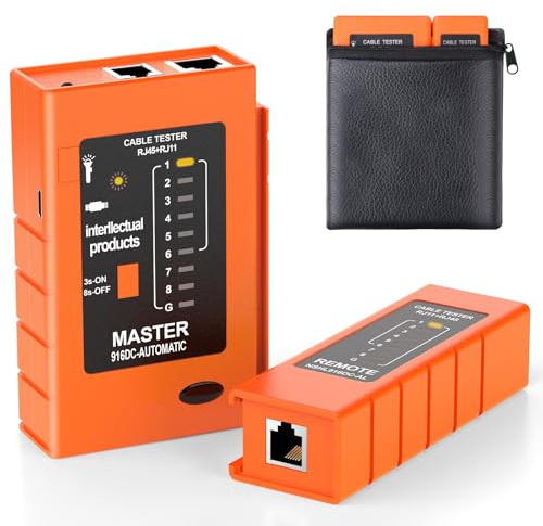 Network Cable Tester, Preciva Ethernet Cable Test Tool, Lan RJ45 RJ11/Telephone Wire Testing for Cat5/Cat5e/Cat6a/Cat7, Portable Dual Powered via USB & Battery