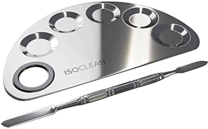 ISOCLEAN Makeup Mixing Palette - Metal Foundation Palette with Spatula, Ideal for Blending Concealer, Lip Tint, Liquid Blush, and Other Cosmetics, Handy Tool for On-the-Go Makeup Application