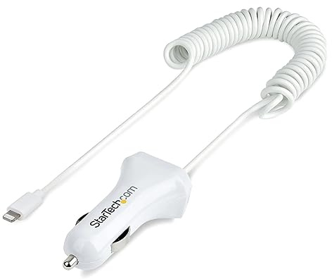 StarTech Caricatore Auto 2 Porte, 12W, Lightning 1m, Bianco (USBLT2PCARW2)