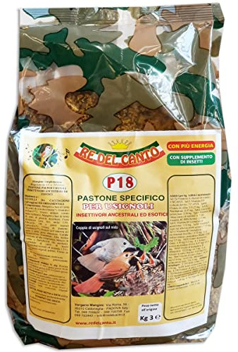 Re del Canto, P18, 1 Paquet de 3kg, Aliment pour Oiseaux Insectivores, pâtée pour appelants, Haute énergie, Farine pour rossignol, Merle, grive, alouette, 1 Paquet de 3kg