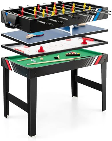 Goplus 4-in-1 Combination Game Table, 49'' Multi Game with Soccer, Air Hockey, Billiards, Pingpong Tabletop, Foosball, Pool Table for Home, Family Night, Adult Kids Gifts