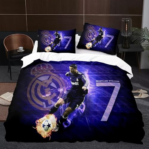 Juego de ropa de cama de fútbol de Shaari, 135x200cm, funda nórdica con 1 funda de almohada de 80 x 80cm de microfibra, juego de 2 piezas