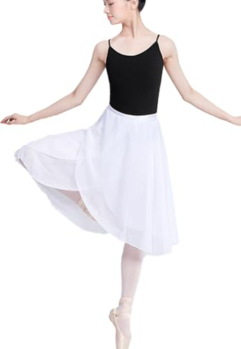 MUNAFIE Ballett Rock Damen Chiffon Wickelrock Ballett Kleidung Tanz Röcke für Mädchen Weiß Rock