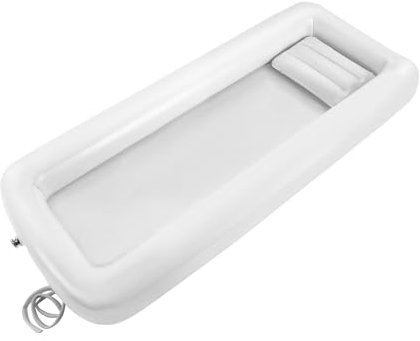 Medizinisches Aufblasbares Duschbadewannenset, Tragbares Duschsystem am Bett mit Pumpe, einfache Badehilfe im Bett für Behinderte/ältere Menschen (195 * 90cm)