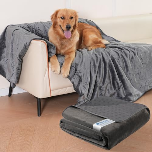 HezzLuv Manta Impermeable para Perros 152 x 203 cm, Manta Lavable de Franela para Sofá y Cama, Antideslizante, Calida, Antifugas, Protector de Muebles para Perros y Gatos de Tamaño Pequeño a Grande