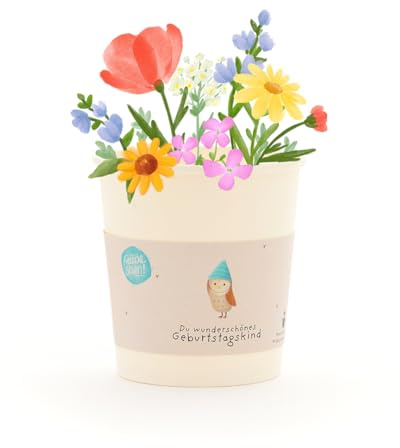 Wildblumen-Anzuchtset als Geburtstagsgeschenk | Umweltfreundlicher Anzuchtbecher mit Saatgut, Kokos-Quelltablette & Anleitung | Nachhaltige Geschenkidee für Geburtstage, Mitbringsel & Feiern