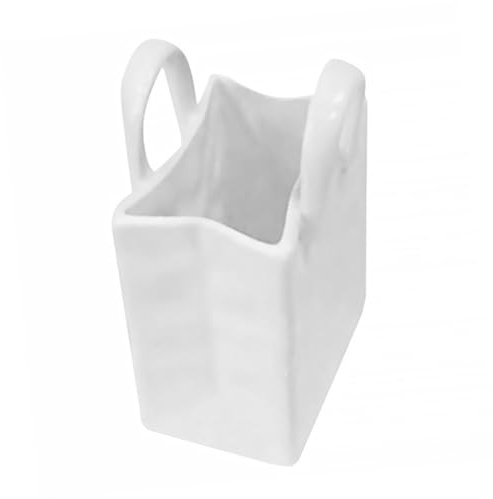 HOOTNEE Vaso in Ceramica Forma Borsa Con Manici Capacità Per Fiori e Portapennelli Trucco Design Compatto e Stabile Adatto Per Scrivanie e Decorazioni d Interni