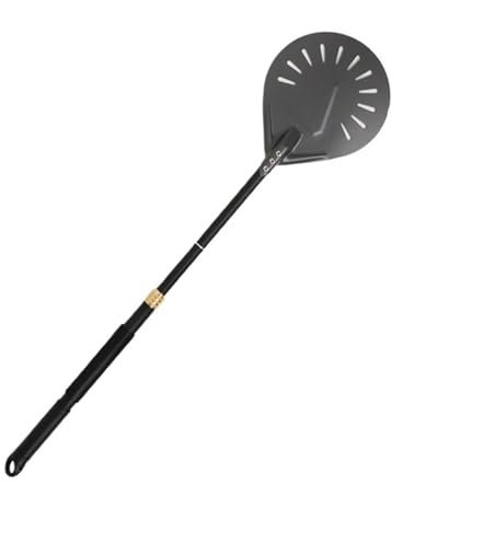 ZWCSHUU Adjustable Pizza Peel Turning Round Pizza Baking Tools Long Handle Aluminum Pizza Shovel Nonstick Kitchen Pizza Turner(Black 8 inch)