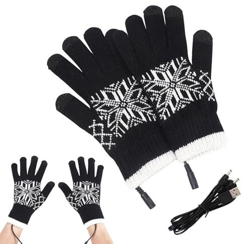 AFIODA USB Heated Gloves for Men & Women – Double-Sided Heating Knitted Gloves with Touchscreen Fingers, Washable Thermal Hand Warmers for Winter, Outdoor Work, and Arthritis Relief