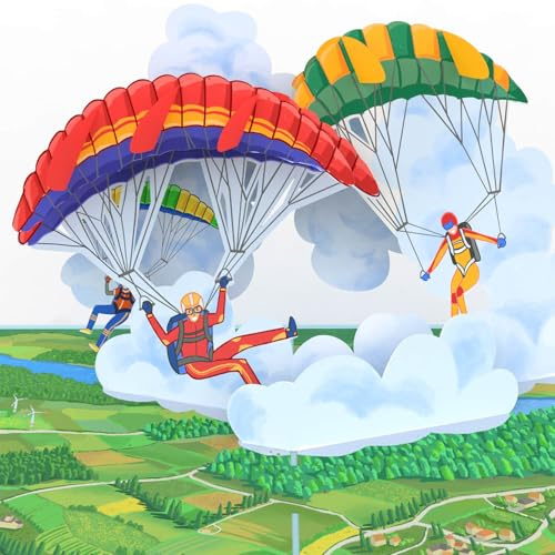 papercrush® Pop Up-kort Fallskärmshoppare – 3D-födelsedagskort för män (vän, pappa), Paragliding och fallskärmshoppare present, kupong för fallskärmshoppning, Skydiving och tandemhopp