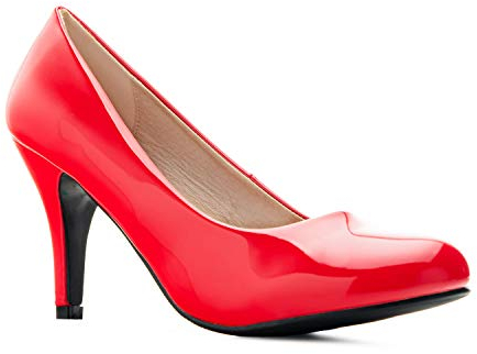 Andrés Machado - Damen Elegante Lackleder Pumps mit 9,5 cm Absatz - AM422 - Damen Sommer High Heels - Kleines Modell - Rotes Lackleder Größe EU 34