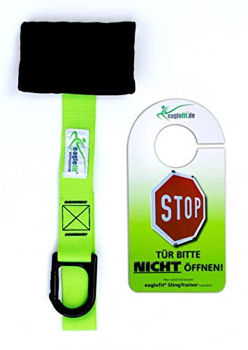 eaglefit - Premium Türanker inkl. Karabiner für Schlingentrainer, Fitnessband, Gurte, Tubes & Turnringe - Türhalterung extra stabil & sicher - Türhalter schützt die Tür gezielt vor Beschädigungen