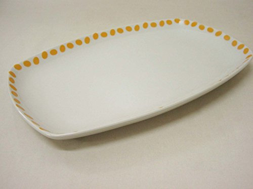 BANDEJA FUENTE SERVIR RECTANGULAR PORCELANA TOPOS NARANJA