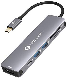 NOVOO Hub USB C Multiporta, 6 in 1 Adattatore USB C a HDMI con 100W PD Carica, HDMI 4K, 2 Porte USB 3.0, Lettore SD/Micro SD, per MacBook Air/Pro e altri dispositivi di Type C