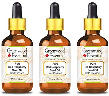 Greenwood Essential Olio di semi di lampone rosso naturale (Rubus idaeus) con contagocce in vetro pressato a freddo, 100 ml x 3 (10 oz)