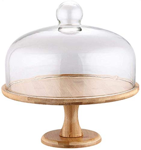 Cake plate cake stand with bell jar | Cake bell cheese bell made of wood | Cake Stand Cake Stand Birthday Wedding Halloween Party Supplies-S.