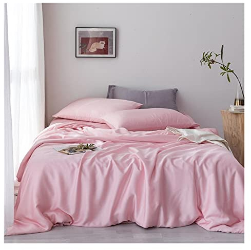Sabanas 150 x 190 100% Seda Noble púrpura Juego de Ropa de Cama Seda Saludable Doble Reina Rey Cubierta de edredón Hoja Plana Funda de Almohada Cubierta de Acolchado Sabanas 150x200