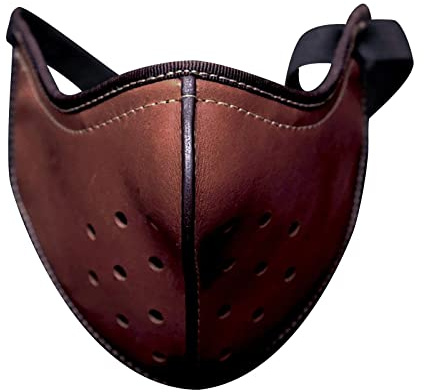 ULSUE Gothique Cosplay Masque en Cuir PU Punk - Steampunk Gothique - Masque de Motard Moto Adulte Demi-Visage - Taille Unique - Marron