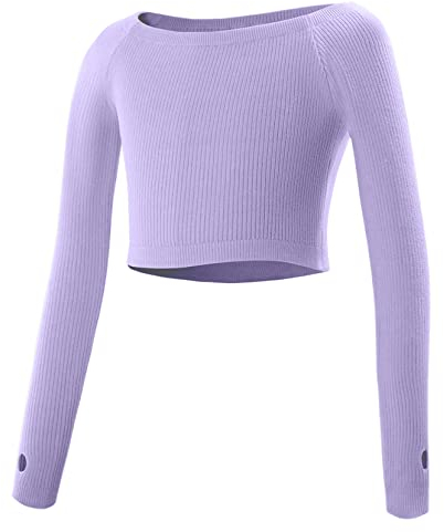 SEAUR Ballett Wickeljacke Mädchen Langarm Strickjacke Tanz Ballettjacke Gymnastik Yoga Bolero Tanzpullover Top - B Lila - M