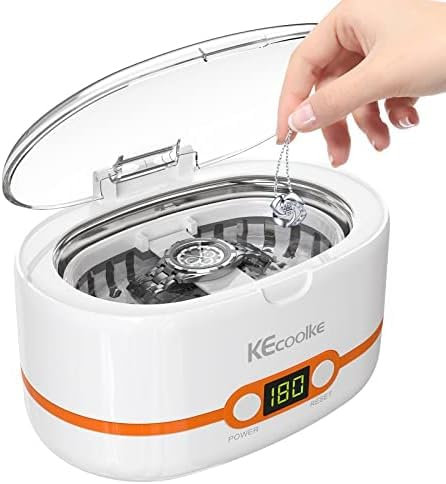 KECOOLKE Limpiador Ultrasónico de Joyas, Limpiador Sónico de 600 ml con Temporizador Digital para Gafas, Anillos, Monedas, Anillos, Cubiertos