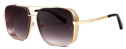 FEISEDY Sunglasses Mens Women Vintage Pilot Square Trendy Metal Steampunk Fishing Driving Sun Glasses B2894