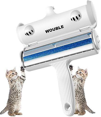 Wouble Pet Hair Remover Roller, Reusable Dog Cat Hair Removal Brush, Lint Roller Clean Pet Fur from Carpet, Furniture, Rugs, Laundry, Clothes and Bedding, Sofa, White