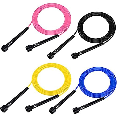 KINZIO Springseil für Fitness Erwachsene & Kinder für Boxen Rutschfest und ideal für Fitnes Crossfit Sport und Freizeit Verstellbare Größe Speed Rope (Schwarz)