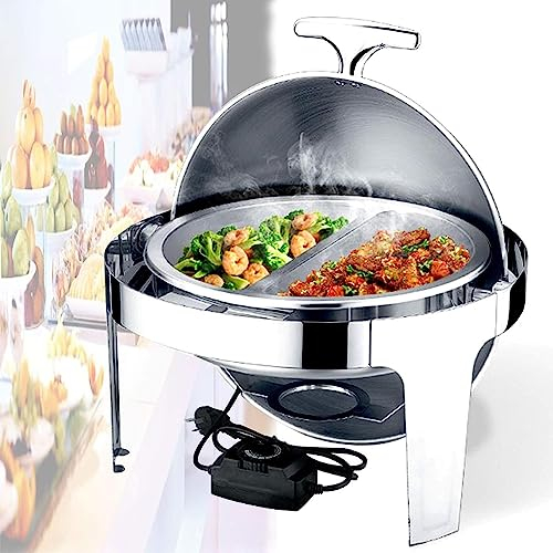 Calentador de plato, Chafing Dish eléctrico, 6L Aparadores calefactores de acero inoxidable Catering para restaurantes, recepciones, banquetes, fiestas en casa