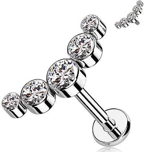 Melighting Piercing Labret in Titanio Orecchini Helix Curva 16g Internally Threaded Labret Cartilagine Tragus Conch Piercing Orecchino da Piercing al Lobo Superiore
