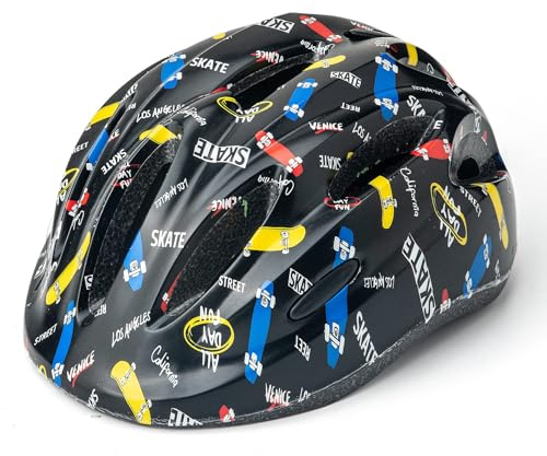 Kid Bike Helmets, LX LERMX Toddler Helmets Ages 3-5 Years Adjustable and Multi-Sport Kids Bicycle Helmet, Durable Toddler Bike Helmet with Fun Designs for Boys and Girls (Black)