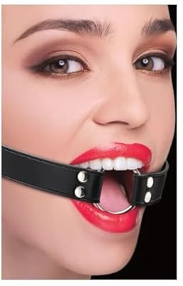 Naughty Drawer - Open Mouth Gag, Metal O Ring Gag, Metal Open Mouth Gag, Adjustable Leather PU Strap. Fetish Gag, Sex Slave Gag, Easy Access for DOM Fun, BDSM Gag, Bondage Gear, Sex Gag, Ball Gag,