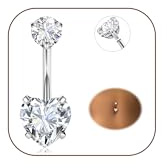 Diamday Piercing Ombelico G23 Titanio Piercing Ombelico Anello 14G CZ Ombelico Barra Piercing Pancia Bar Lungo Ombelico Barbell Ventre Anello Piercing Gioielli for Donna Uomo 8/10/12/14/16mm