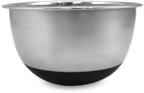 Fackelmann Ciotola antiscivolo per impastare, miscelare, lavare, materiale in acciaio inossidabile satinato, base in silicone antiscivolo, dimensione Ø26 x 17 cm