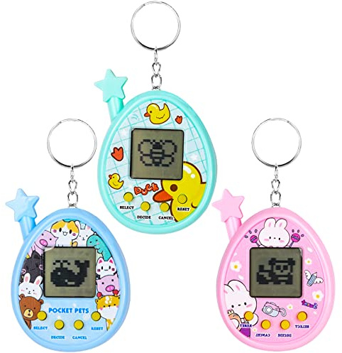PATEMZON 3 Pezzi Animale Elettronico Virtuale, Macchina da Gioco per Animali Domestici Elettronica, Console di Gioco Animali Domestici Virtuali, Mini Giocattolo Retrò Regalo per Adulti Bambini (A)