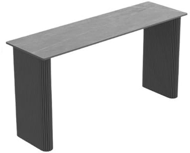 Bartabeller Home Rock Slab Barbord med metallben Kommersiellt balkongbord långt smalt pubbord Bar Bordets Högbord(Grijs)