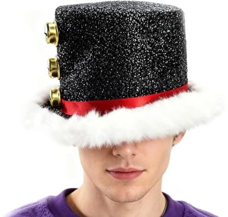 ZHUMCCY Gorros De Navidad - De Cabeza De Papá Noel Para Fiestas Con Pelusa Blanca Y Campana,Sombrero de Ala Ancha | Para Hombres Y Mujeres De Familia Durante Navidad Y Año Nuevo Para Reuniones Y