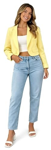 Crazy Girls Fashion Ltd Womens Cropped Blazer Jacket with Ruched Sl, Fully Lined Ladies Blazer for Women UK, Elegant Smart Casual Office Party Wear Cropped Jacket