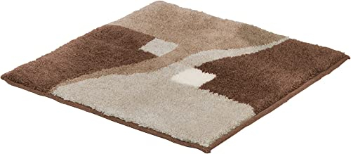 Erwin Müller WC-Vorlage ohne Ausschnitt Athen, rutschhemmend braun Größe 50x50 cm - kuscheliger Hochflor, für Fußbodenheizung geeignet