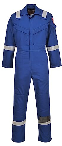 Portwest FR50 Reflexskyddad FR Overall 350g Antistatisk Hållbar Flamskyddad | Kungsblå, S, EN 61482-1-2 Klass 1, EN ISO 11611, EN ISO 11612, EN 1149-5, Unisex, 99% Bomull, Trippelsydda Sömmar, Dubbelsydd