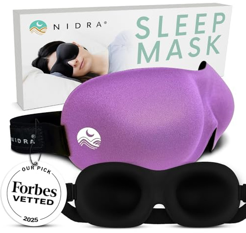 Nidra Konturierte Schlafmaske für Seitenschläfer - Nulldruck-Passform, lichtblockierender Augenschutz zum Schlafen & Reisen - Lila, Standardgröße