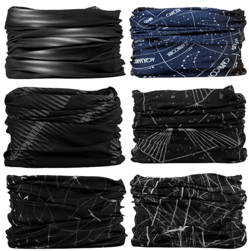 MOBEST Neck Gaiter Mask Face Scarf Bandana Tube Cover Headwear Balaclava Headband Headwrap for Men and Women (6-Men)