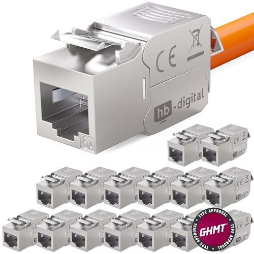 hb-digital 16x CAT 6A Keystone Modulo RJ-45 Jack Connettore 500 MHz 10Gbit/s Cavo Internet LSA per Patch Panel Ethernet LAN
