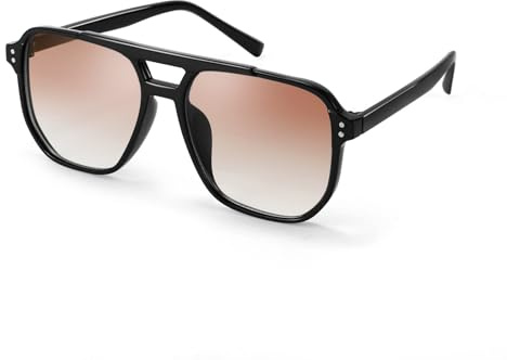 FEISEDY Retro Occhiali da Sole Quadrati Donna Uomo Anni '70 Occhiali Vintage Moda Classici con Doppio Ponte Protezione UV400 B2835