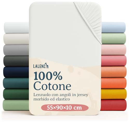 Laleni Drap-housse Jersey 55x90 cm Certifié Oeko-Tex 100 % coton Linge de lit pour bébé en ivoire