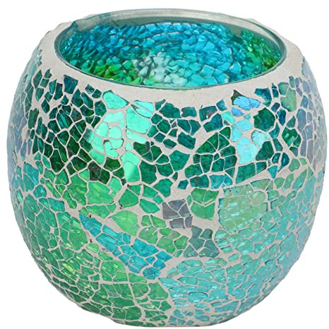 Portavelas de Vidrio Mosaico, Soporte para Vela Votiva, Decorativo con Brillo Romántico, para Bar, Hogar, Oficina
